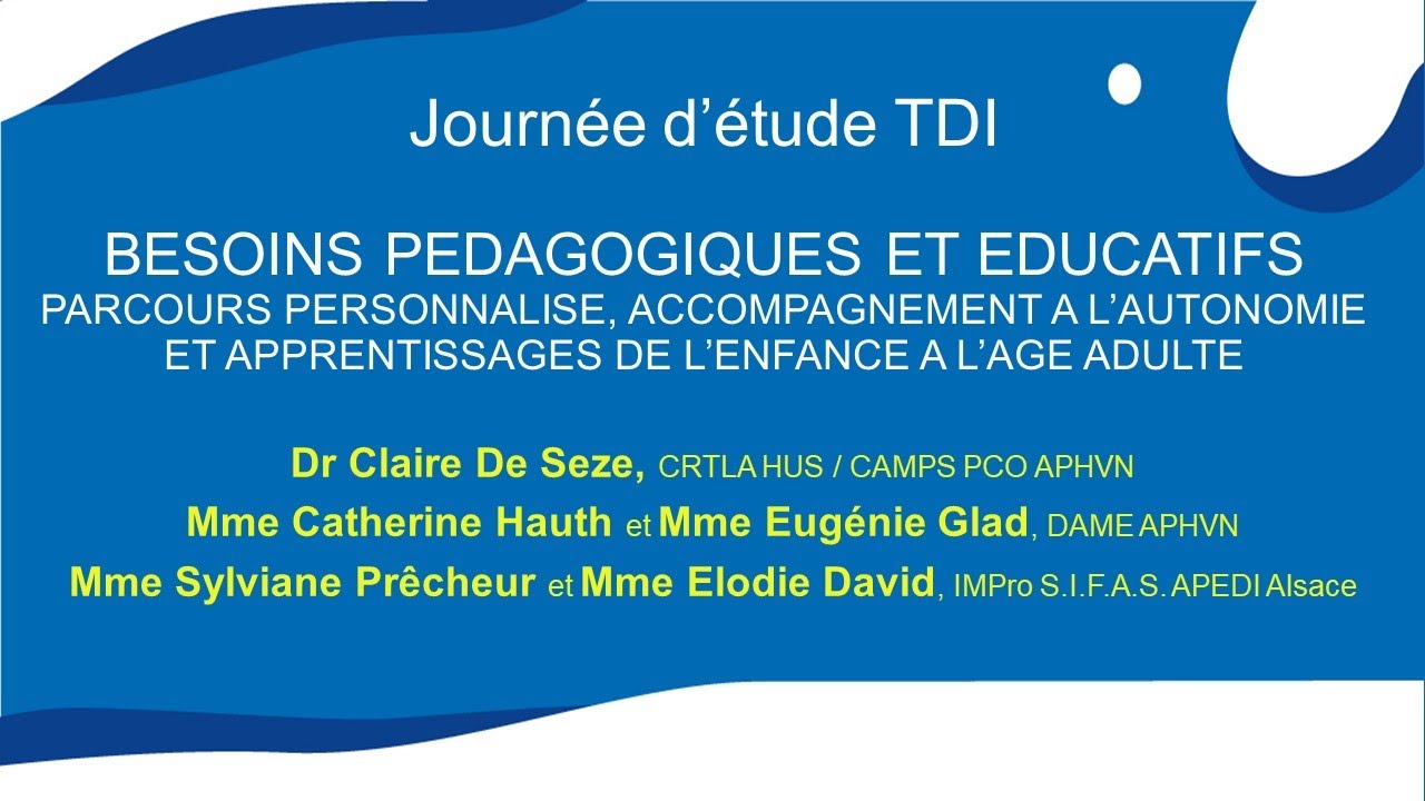 Journée d'étude TDI _ Besoins Pédagogiques et Educatifs (part 1) _ Dr DE SEZE, Mme HAUTH et Mme GLAD