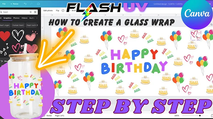 HOW TO CREATE UV DTF GLASS WRAP 2023 IN CANVA | STEP BY STEP IN CANVA 2023 #dtf #uvdtf