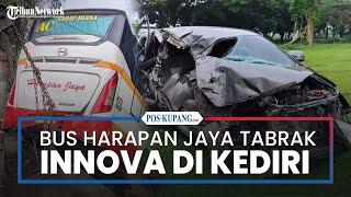 Bus Harapan Jaya Bertabrakan dengan Innova dan Terperosok ke Sawah di Kediri, 12 Orang Luka