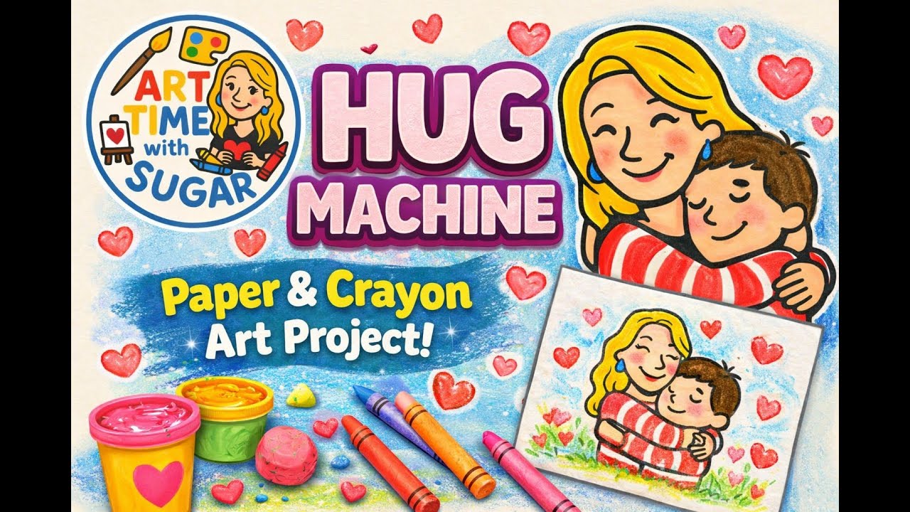 Hug Machine 🤗 Read Aloud + Easy Crayon Art for Kids | Art Time with Sugar