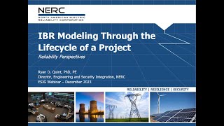 IBR Modeling Through the Lifecycle of a Project: Reliability Perspectives