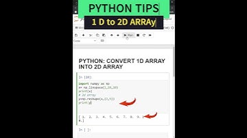PYTHON CONVERT 1D ARRAY INTO 2D ARRAY| #pythonforbeginners #shorts #viral #python #array #numpy