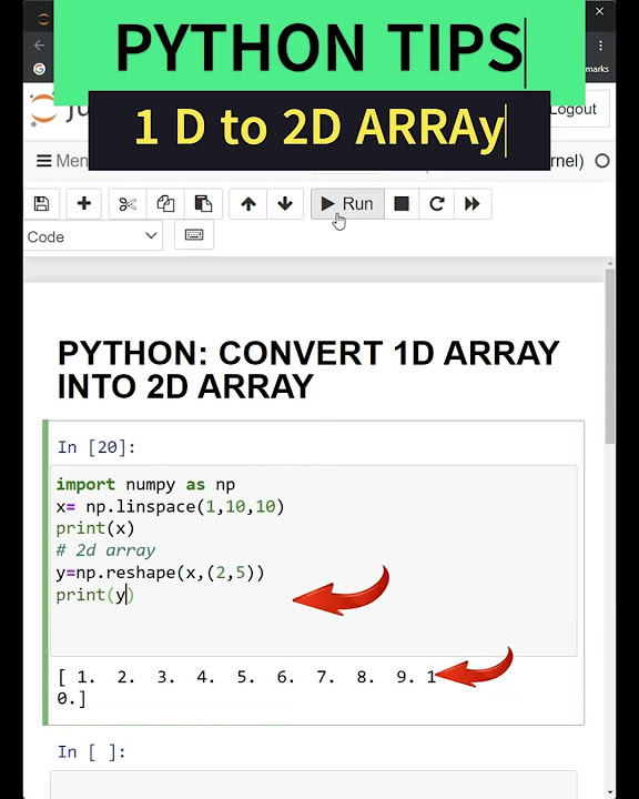 PYTHON CONVERT 1D ARRAY INTO 2D ARRAY| #pythonforbeginners #shorts # ...