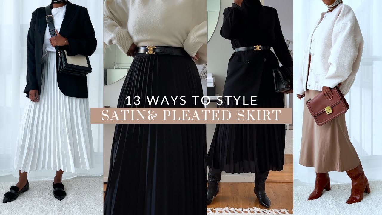 13 WAYS TO STYLE PLEATED AND SATIN SKIRT Skirt Outfit Ideas for