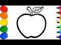 Glitter Rainbow Apple coloring and drawing for Kids - Cara Menggambar dan Mewarnai Apel