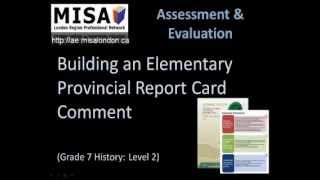 Building A Report Card Comment: Grade 7 History