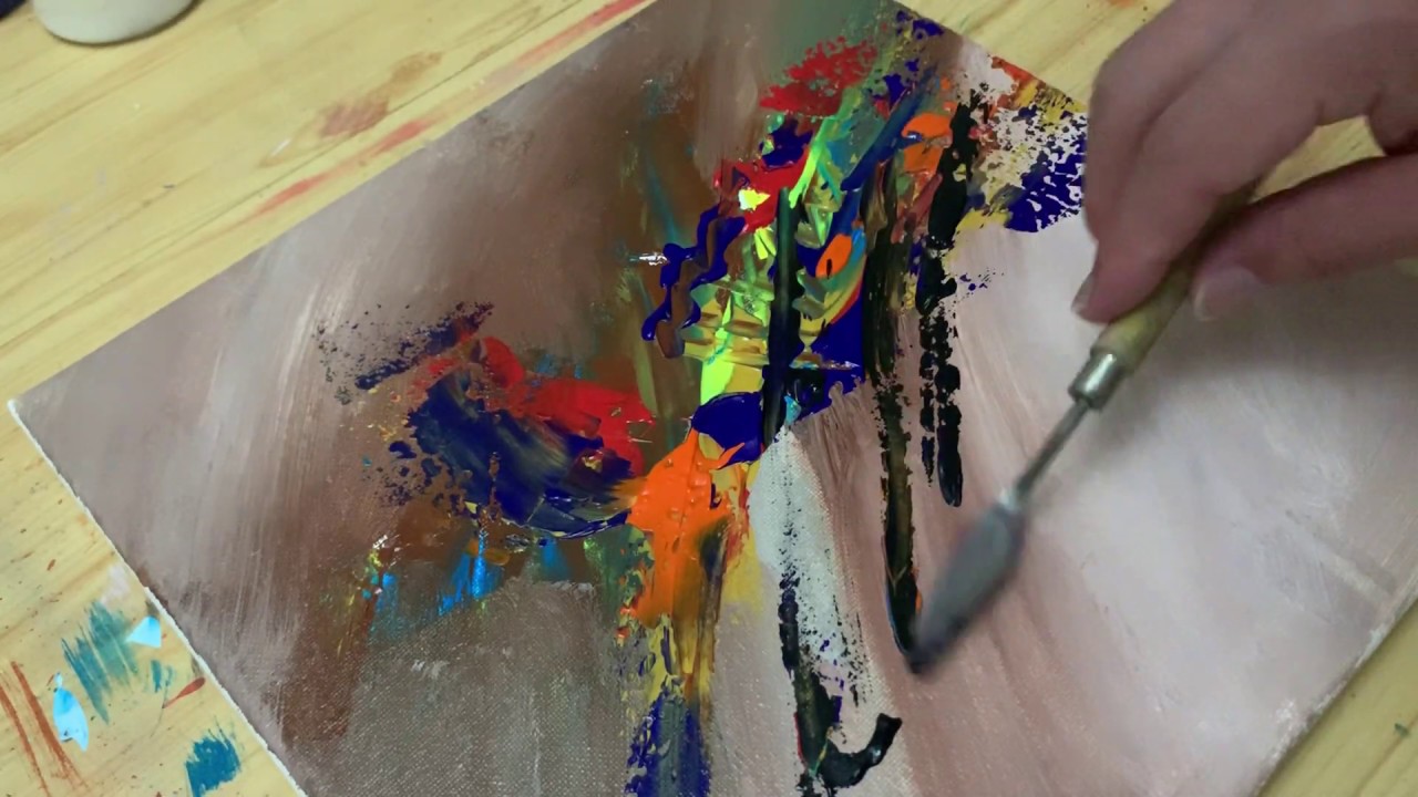 Abstract Painting Demo / Easy / Palette Knife on Canvas / Acrylic ...