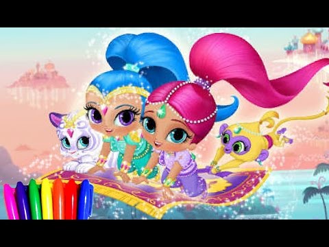 Learn Coloring With Shimmer And Shine Kids Cartoons Nickelodeon Coloring Book Pages Youtube