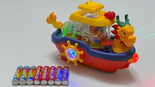 Unboxing Electric Transparent Dragon Boat, New Energy RC Taxi, Urban Retro RC Bus, Ambulance Vehicle