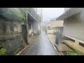Crazy rain - Tokyo residential aren on a rainy day before typhoon - DJI app HD