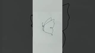 One Line Drawing Butterfly | Butterfly Drawing Easy | #shorts #onelinedrawing
