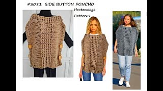 SIDE BUTTON Crochet PONCHO, Make any size