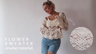 CROCHET flower sweater TUTORIAL