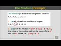 Mean Median Mode الوسط الحسابي الوسيط المنوال 