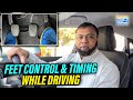 Feet control and timing while driving