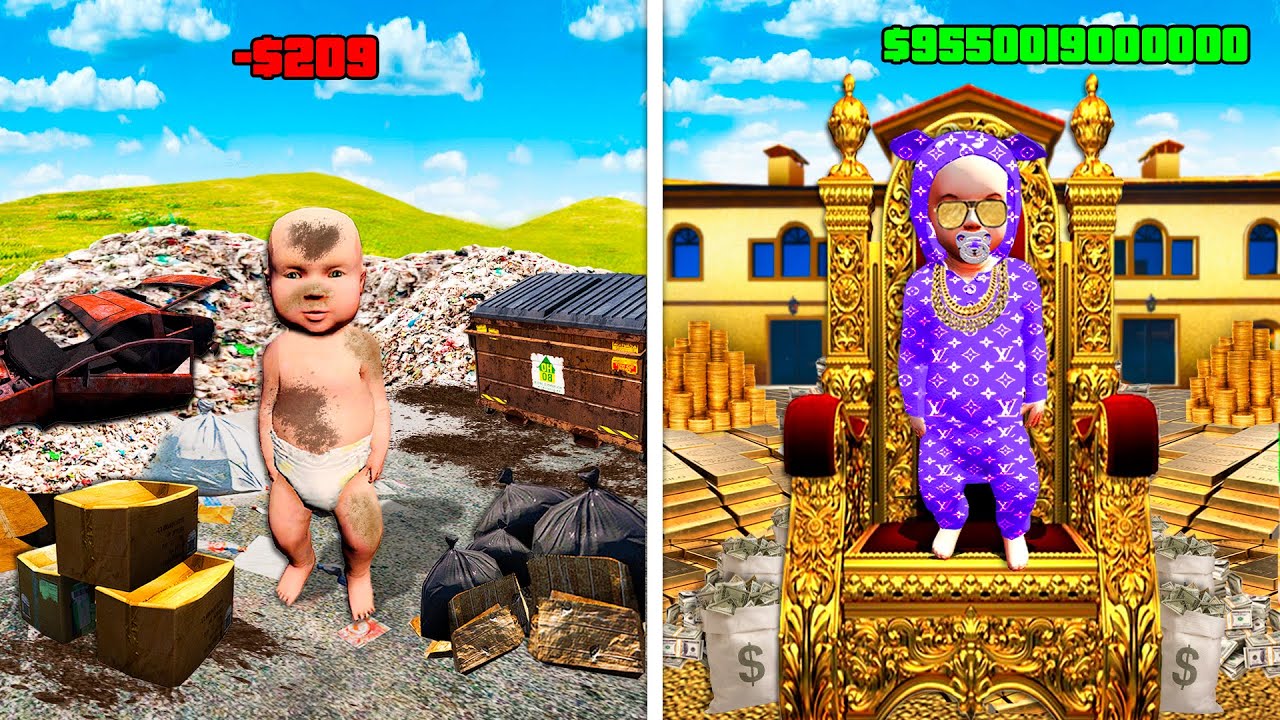 Poor BABY To BILLIONAIRE BABY In GTA 5.. (Mods)