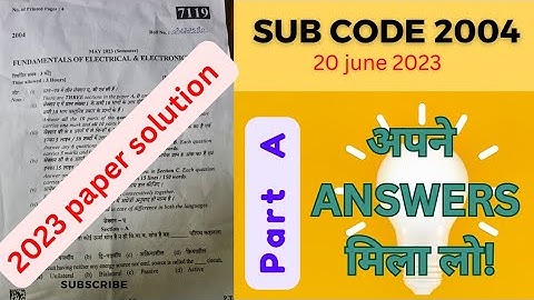 bter polytechnic 2ndsem paper2004 solutions2023|fundamental of electrical & electronic engineering