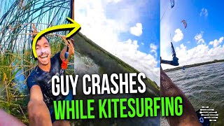 Guy Miscalculated the Jump and Landing Spot While Kitesurfing