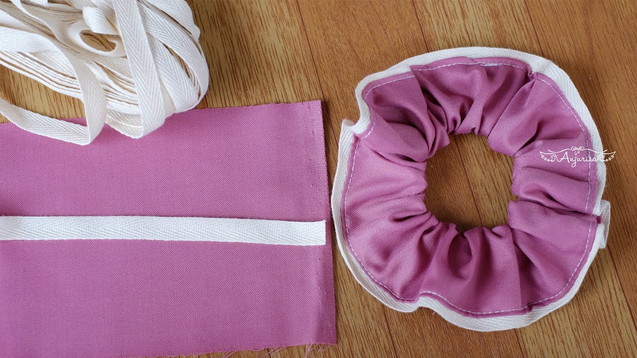 How to Make a Scrunchie with Wide Elastic - Easy with Nice Finish 