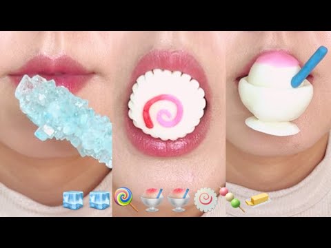 ASMR 🧊🧊🍭🍧🍧🍥🍡🧈이모티콘 먹방 입술계 [진택 오님 신청]