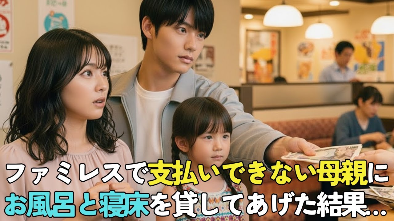 ファミレスで会計できないボロボロの母子連れに「どうしたんですか？」「お金がなくて…」→奢って家に連れ帰ってシャワーを貸して助けてみた結果【感動する話】