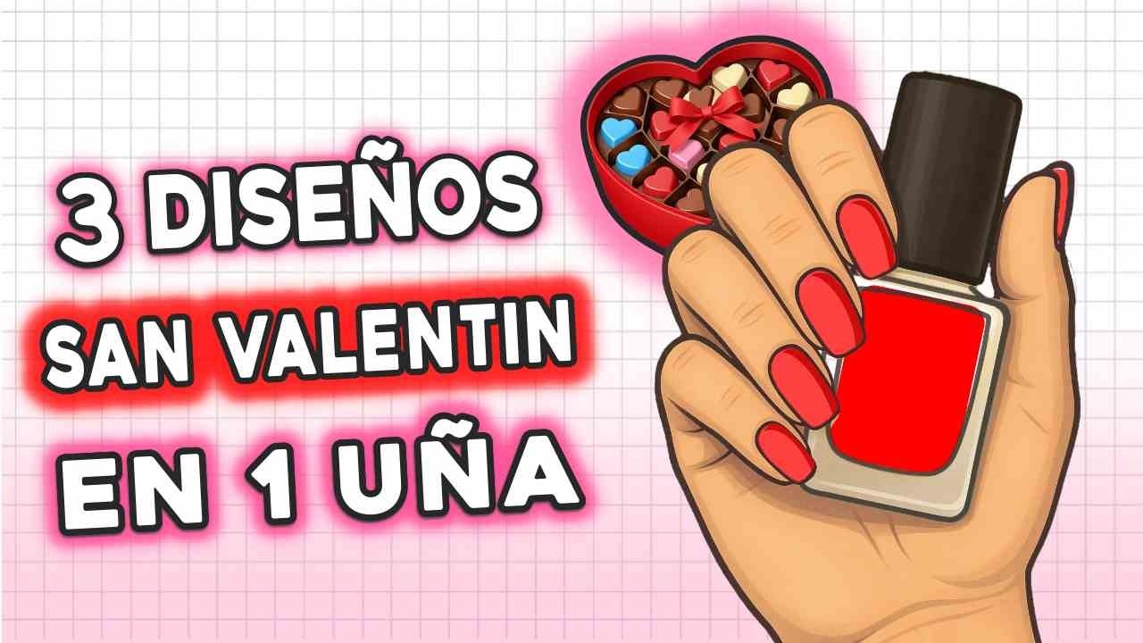 MANICURA EN 1 SOLA UÑA 😱 · 3 Diseños San Valentín FÁCILES