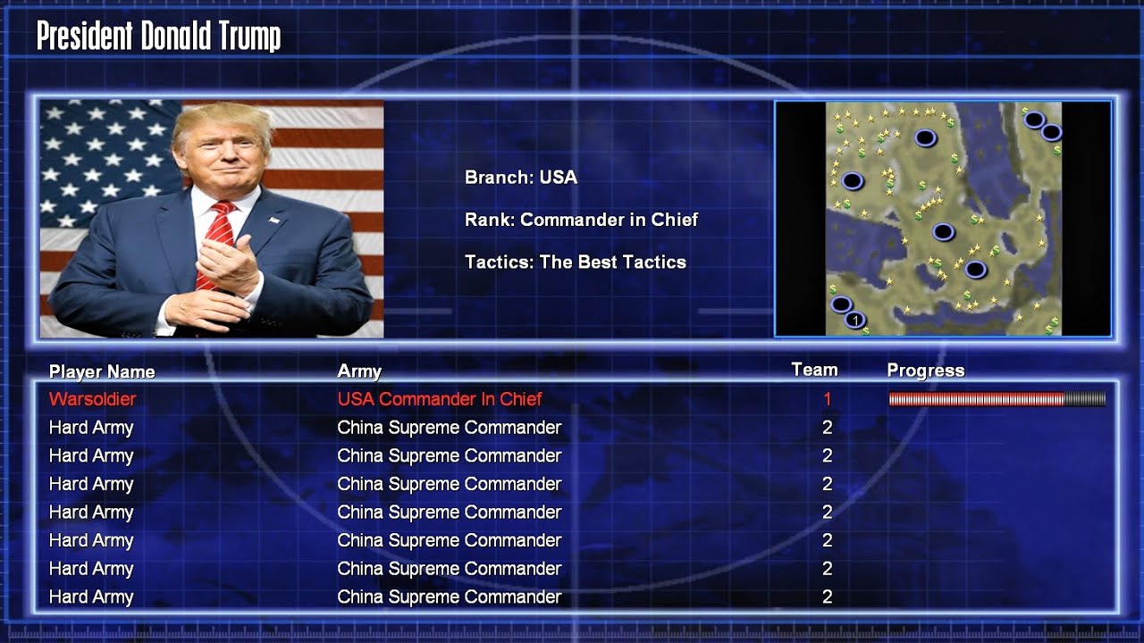 США Трамп на посту главнокомандующего — C&C Generals Zero Hour 1 vs 7 Hard Army — геймплей