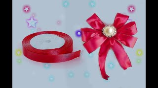 طريقة عمل فيونكة سهلة من شرايط الساتان - easy ribbon bow diy