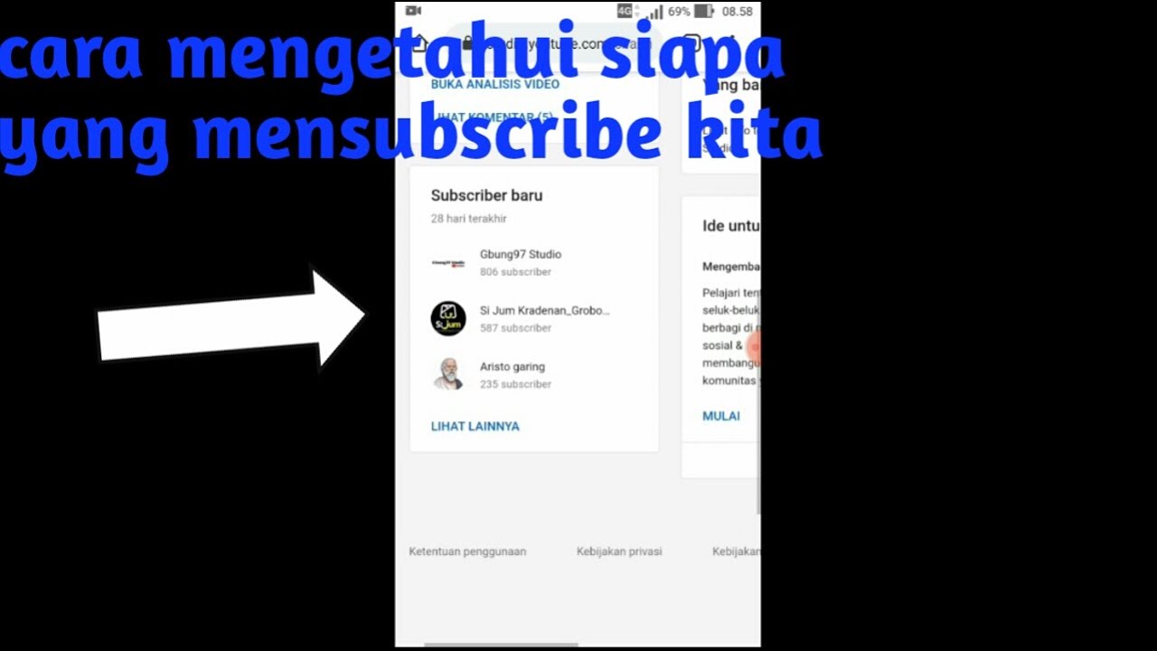Cara melihat siapa yang mensubscribe kita - YouTube