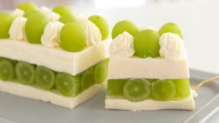 シャインマスカットのレアチーズケーキの作り方 No-Bake Green Grape Cheesecake｜HidaMari Cooking