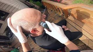 Bald guy gets harcut and massage ASMR
