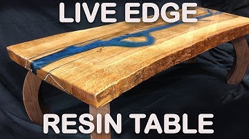 Live Edge Epoxy Resin River Table - White Oak Slab