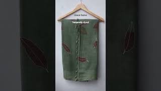 Eco-Printed Linen Saree | Mulberry Dyed with Jamun &amp; Eucalyptus Leaves