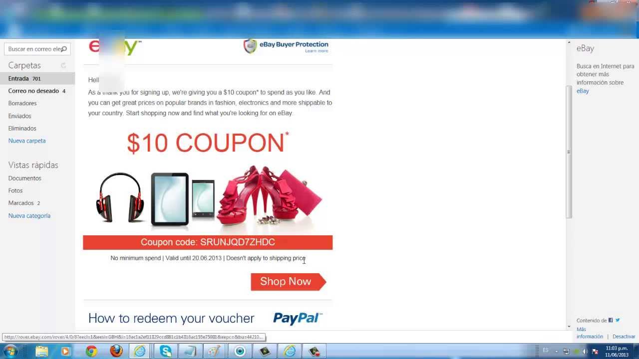 new cupon paypal ebay 10 dolares gratis junio 2013 youtube