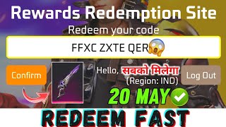 FREE FIRE REDEEM CODE TODAY MAY 20 | FF REWARDS REDEEM CODE | FF REDEEM CODE TODAY 20 MAY