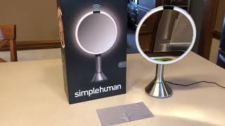 simplehuman Floor Mount 8 Round Sensor Makeup Mirror w Touch Control Brightness 