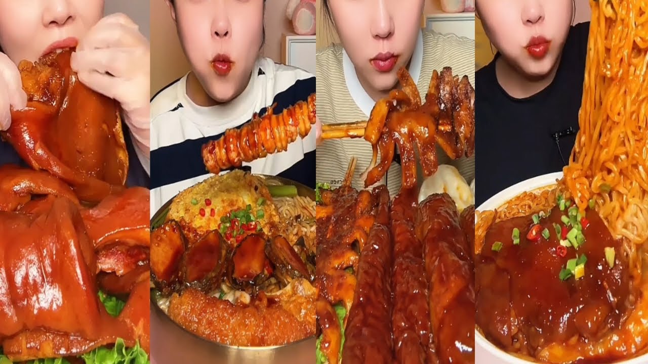Chinese Pig Ear, Snout, Intestine, seafood,Cake, Noodles & More [ASMR]