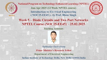 Week 5 Live Session-Introduction to Electrical Engineering (NOC25-EE45)| S. Chakraborty (PMRF, IITD)
