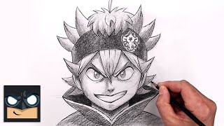 how to draw asta black clover sketch art lesson step by step