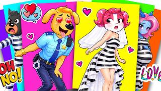 🩷💖 BAD POLICE Labrador PRISONER Papillon Decorating Sticker Book #paperdiy #asmr #sherifflabrador
