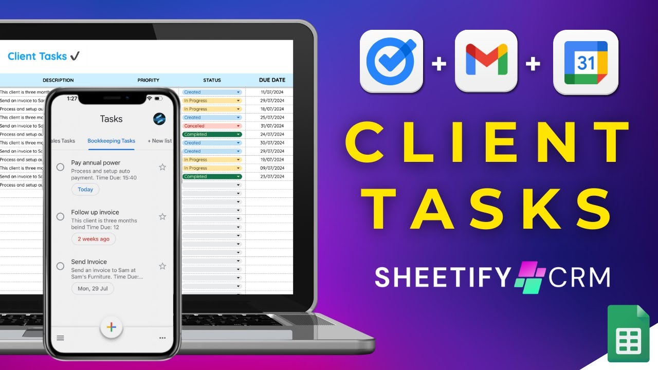 Google Sheets Task Tracker Template (Sheetify CRM + Projects) - YouTube