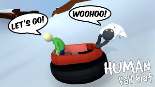 BALDI AND GRANNY HAVING FUN SNOW TUBING in HUMAN FALL FLAT