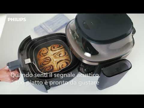 Miniatura del video del prodotto PHILIPS - AIRFRYER SERIE 5000, 7.2L COTTURA VAPORE NA543/00-Nero/Champagne