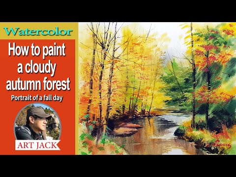 Aquarell Tutorial | Wie eine trübe Herbstwald malen | Portrait eines Herbsttag [ART JACK]