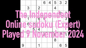 Sudoku solution – The Independent Online Expert level 9 November 2024
