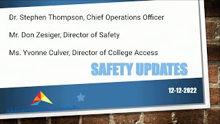 Communications Presentation on School Safety  - 12/12/22