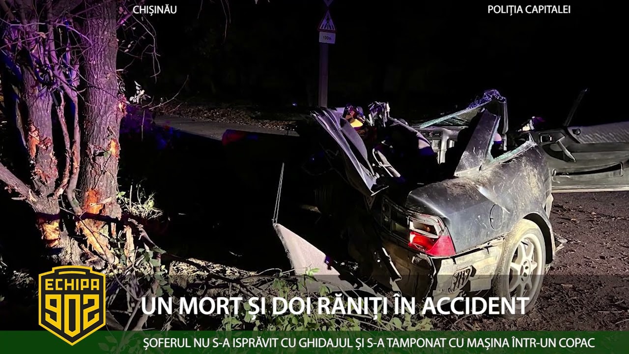 VIDEO/ O mașină s-a izbit violent într-un copac în capitală. Sunt morți și  răniți – Echipa 902