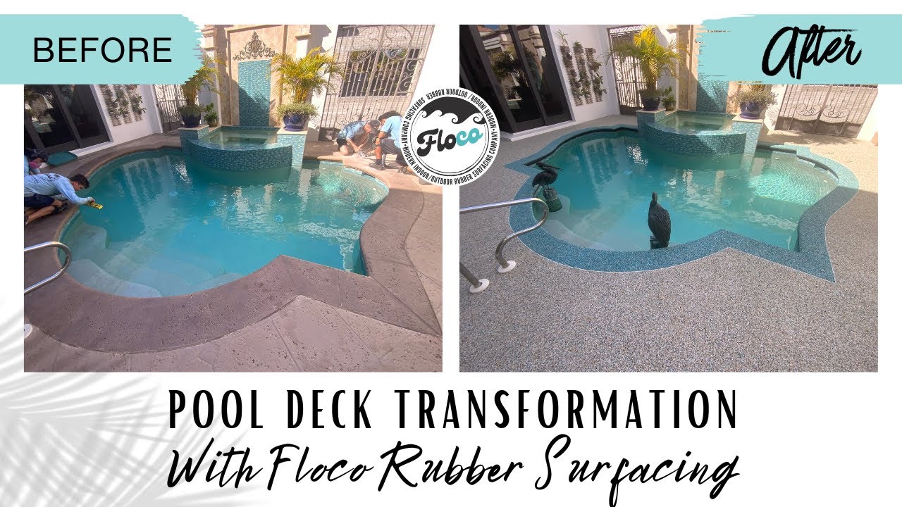 Pool Deck Rubber Surfacing Transformation with FLOCO Decking Systems. SWFLs Rubber Surfacing Experts