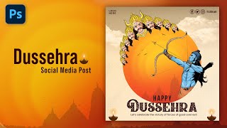 Dussehra Post Design in Photoshop | Festival Social Media Post Design Tutorial screenshot 5