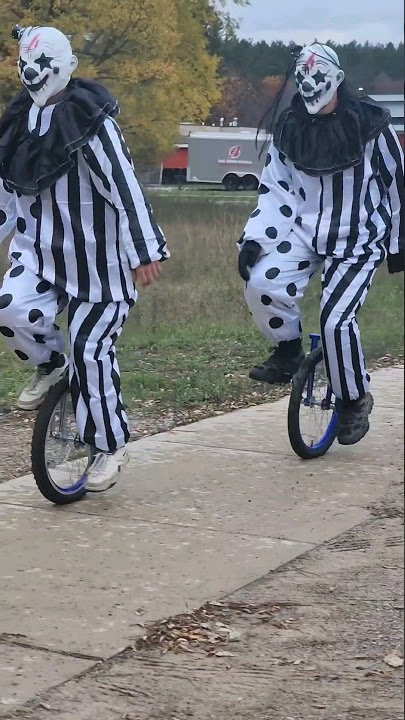Killer Clowns on unicycles 🤡 #halloween #circus #scary #killer #unicycle #costume #funny #horror